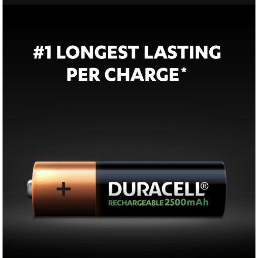 Duracell 2500mAh Stay Charged Premium AA Rechargeable Battery - Pack of 4 - Healthxpress.ie
