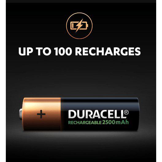 Duracell 2500mAh Stay Charged Premium AA Rechargeable Battery - Pack of 4 - Healthxpress.ie