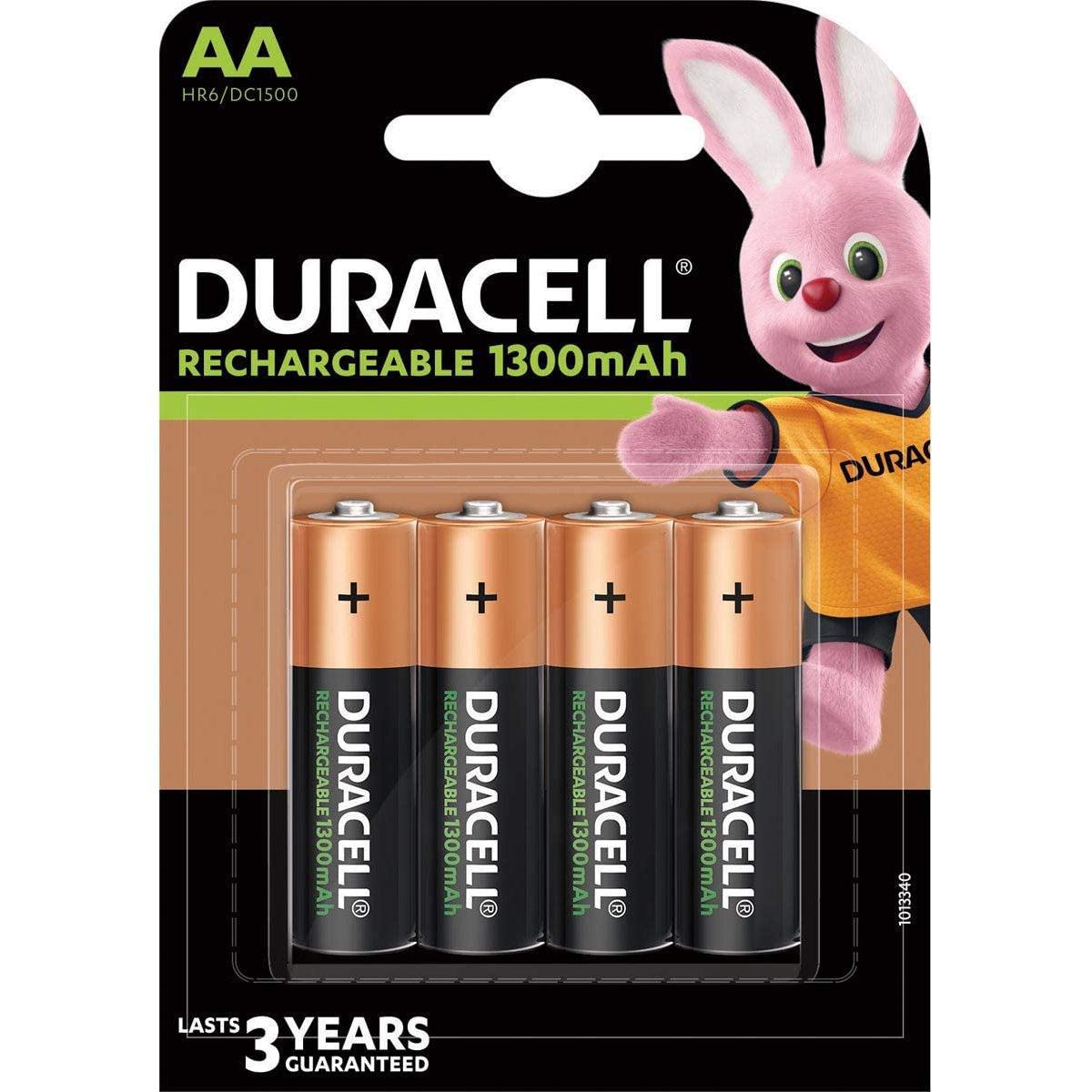 Duracell AA 1300mAh 1.2V NiMH Pre-Charged Rechargeable Batteries HR6 - Healthxpress.ie