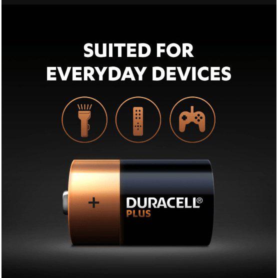Duracell Plus Power Alkaline D Battery - Lasts Up to 50% Longer - Pack of 2 - Healthxpress.ie