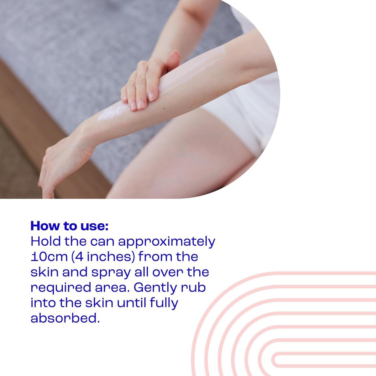 Person applying white E45 hydrating lotion to their arm, demonstrating how to rub the fast-absorbing moisturizer into the skin.