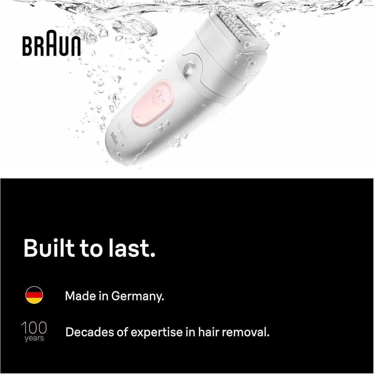 Braun Silk·épil 5, Wet & Dry Epilator, Easy Hair Removal, Lasting Smooth Skin, 5-000, Flamingo Pink