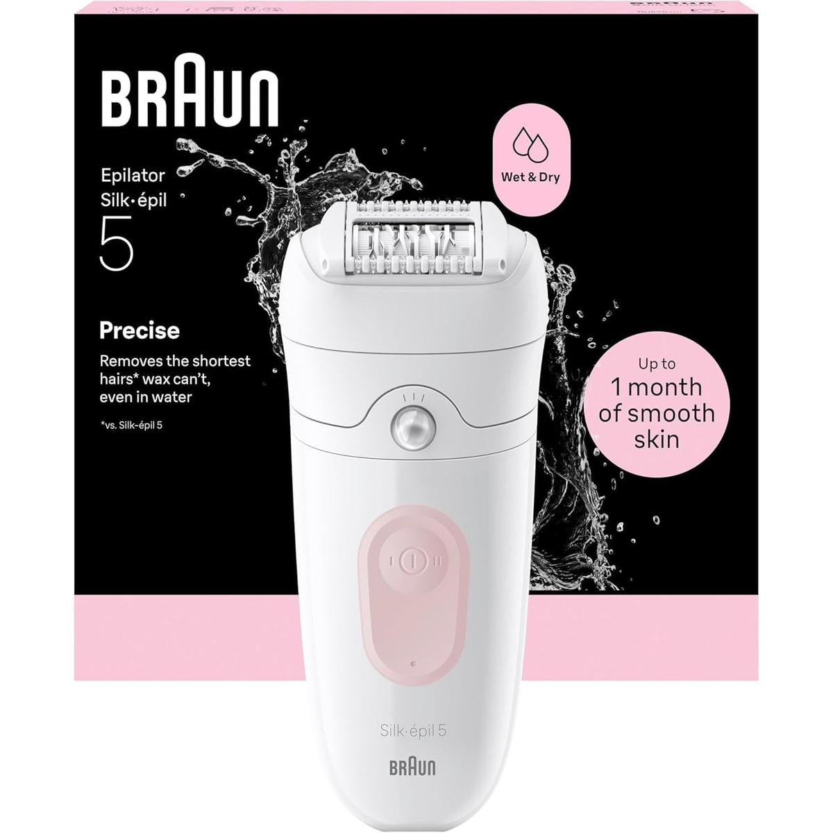 Braun Silk·épil 5, Wet & Dry Epilator, Easy Hair Removal, Lasting Smooth Skin, 5-000, Flamingo Pink