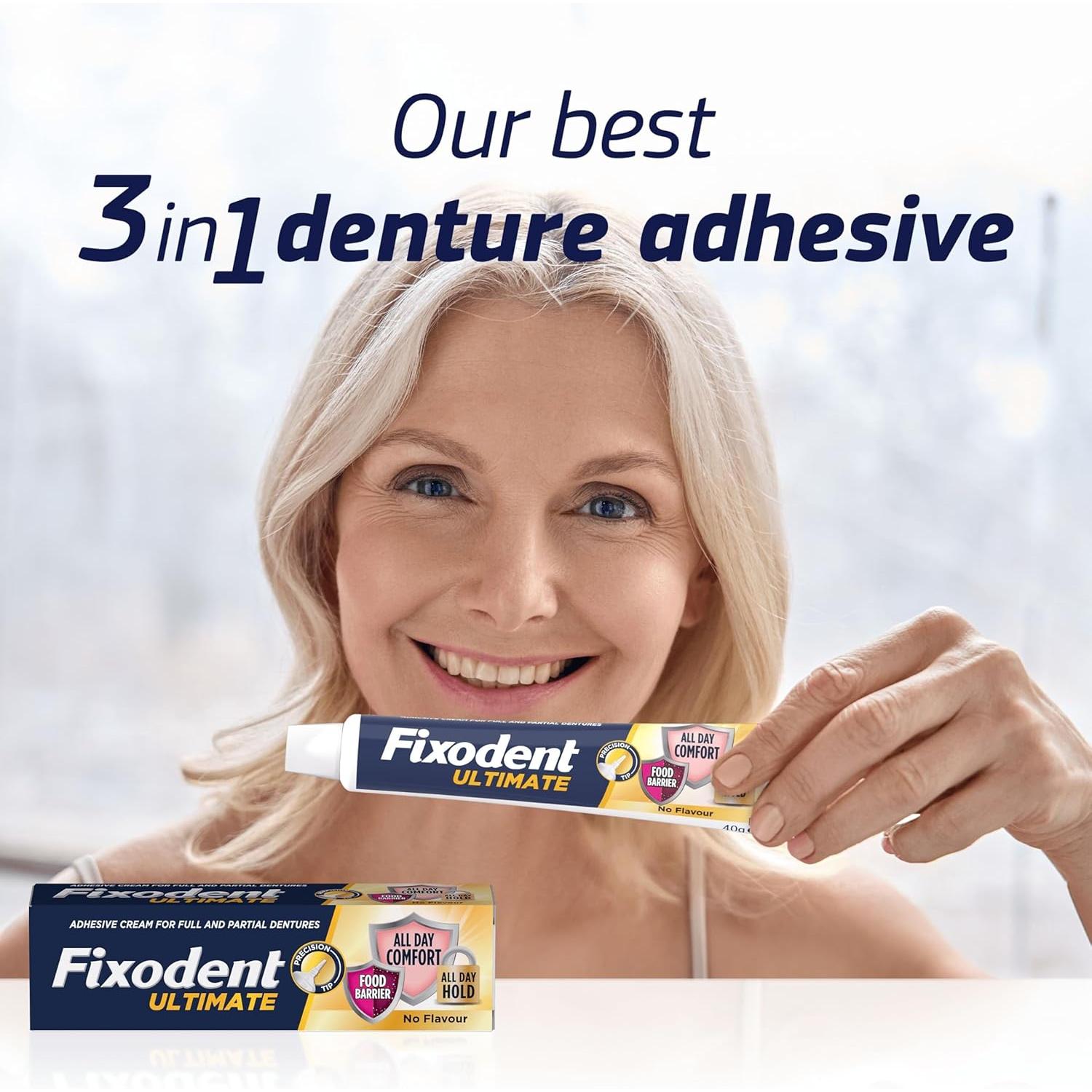 Fixodent Ultimate No Flavor Adhesive Cream for Full & Partial Dentures 40ml