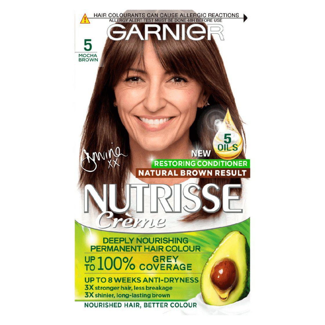 Garnier Nutrisse Permanent Hair Dye - 100% Grey Hair Coverage - Brown 5 - Healthxpress.ie