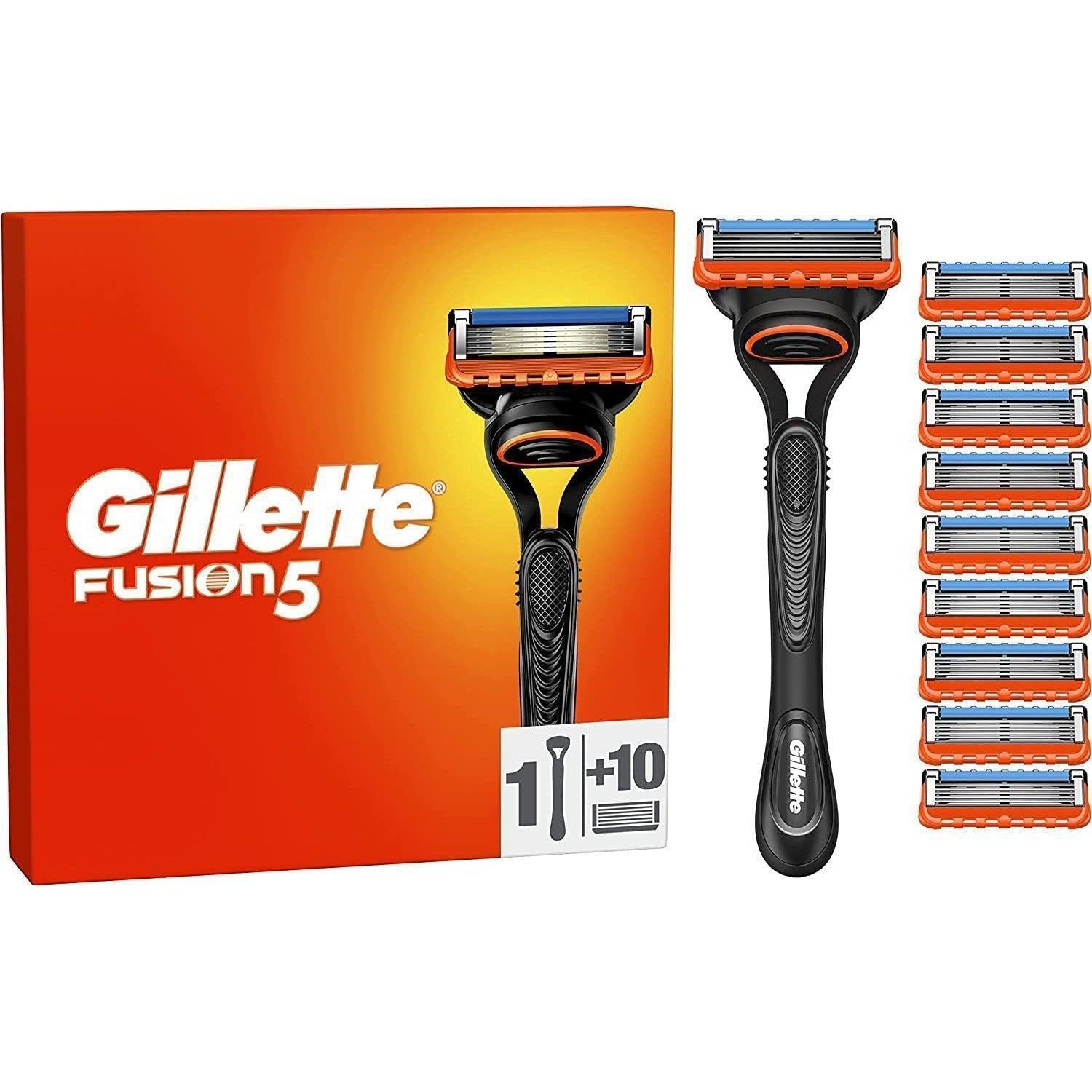 Gillette Fusion5 Razor Big Blade Pack w/ 10 Blade Refill - Five-Blade Technology - Healthxpress.ie