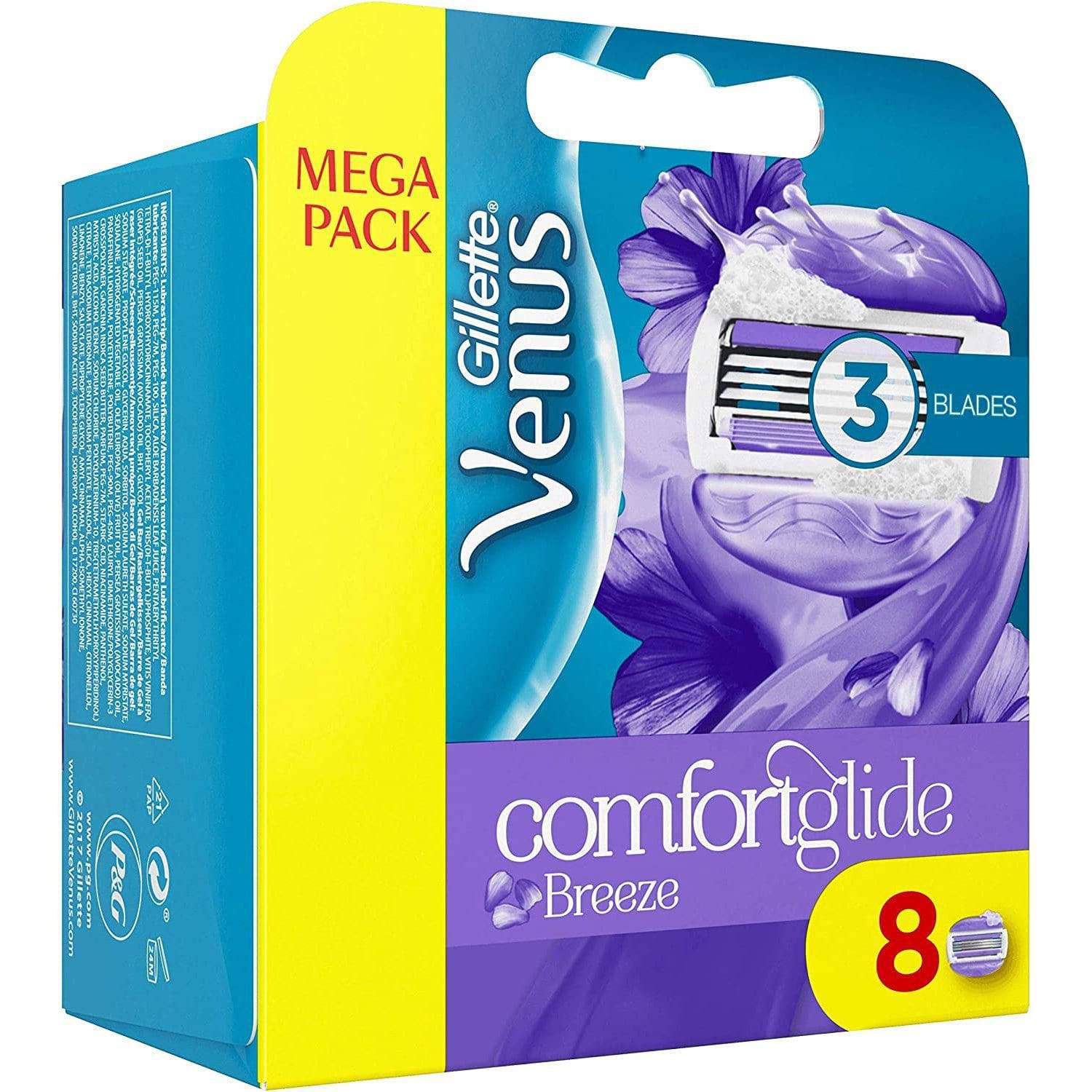 Gillette Venus Comfortglide Breeze 2-in-1 Women's Razor Blades, 8 Pack with Shaving Gel Bars - Healthxpress.ie