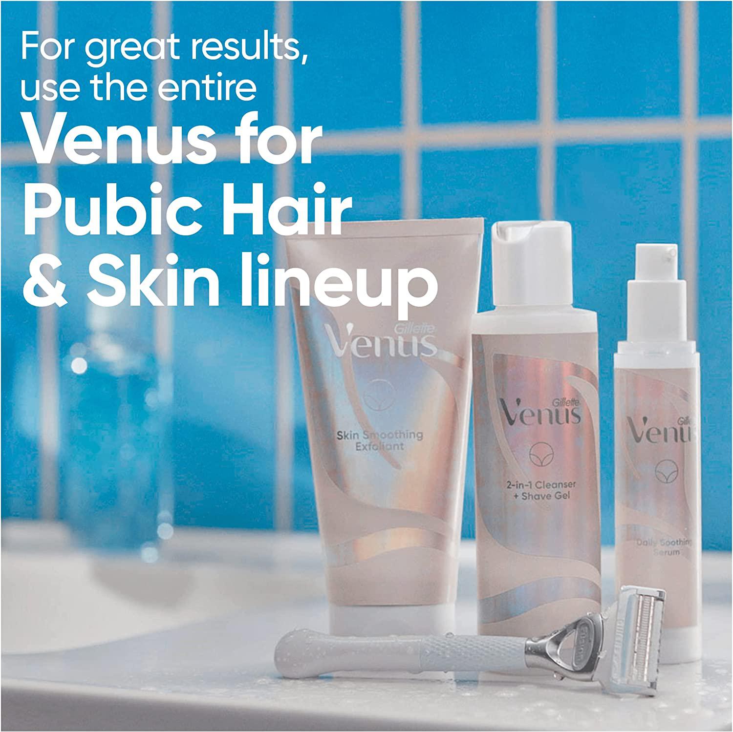 Gillette Venus for Pubic Hair & Skin Women's Razor, 2 Blade Refills and 2in1 Shave Gel and Cleanser 190ml - Healthxpress.ie