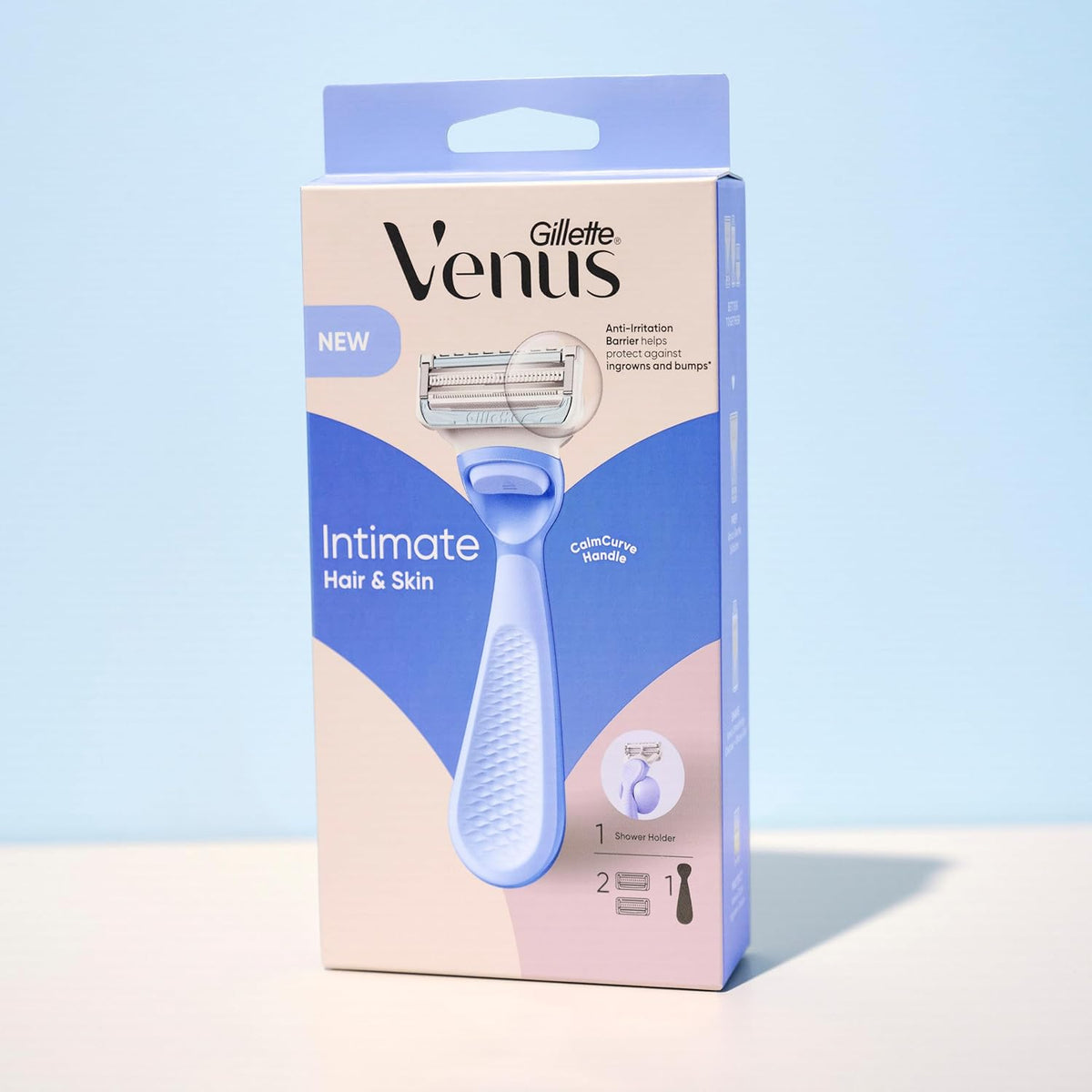 Gillette Venus Pubic Hair Razor for Women with Aloe, Precision Trimmer for Sensitive Skin, 1 Handle and 1 Blade Refill, Gentle Bikini & Intimate Area Razor