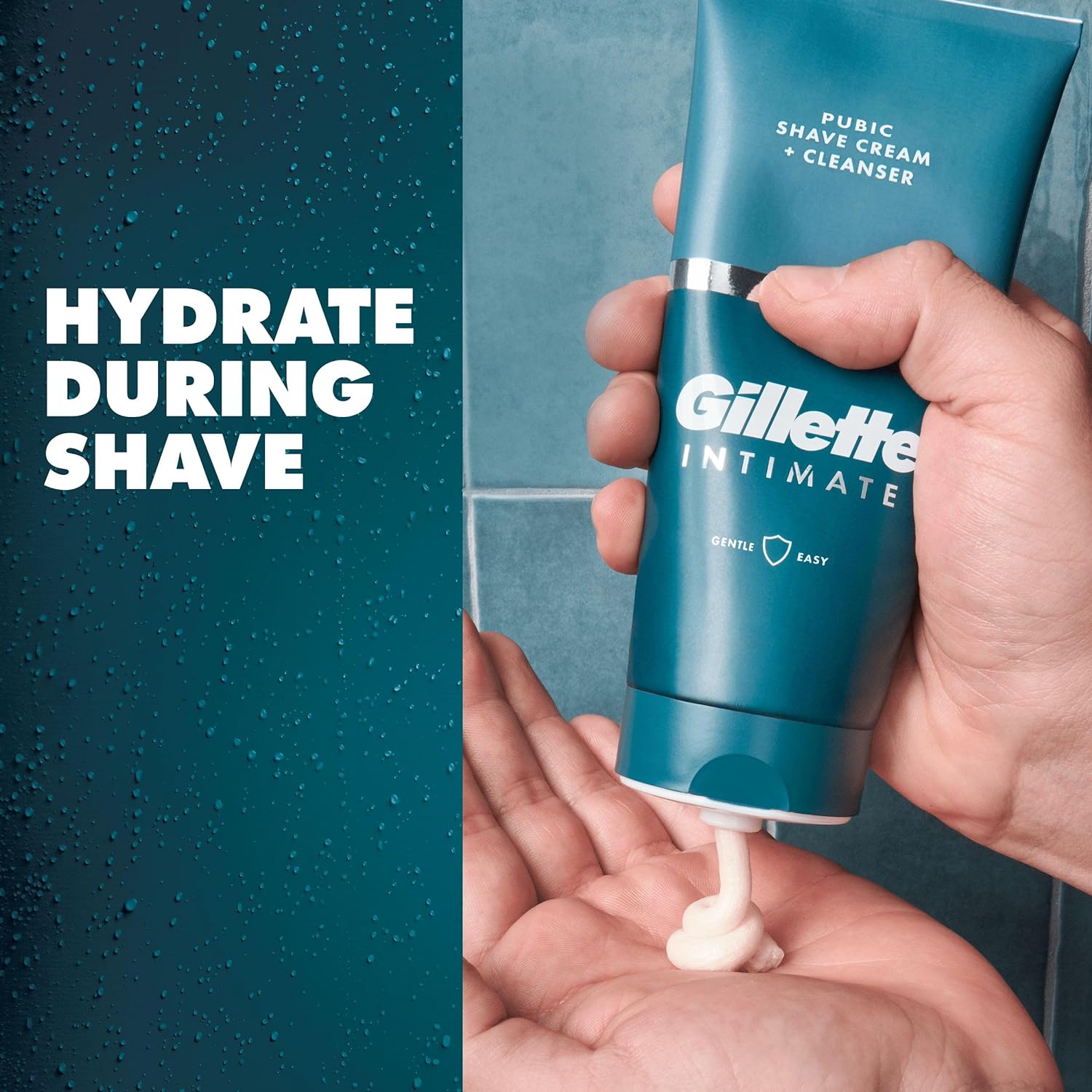 Gillette Intimate 2in1 Shave Cream & Cleanser, Gentle Formula with Aloe, Formulated for Pubic Hair, Paraben Free 150 ml