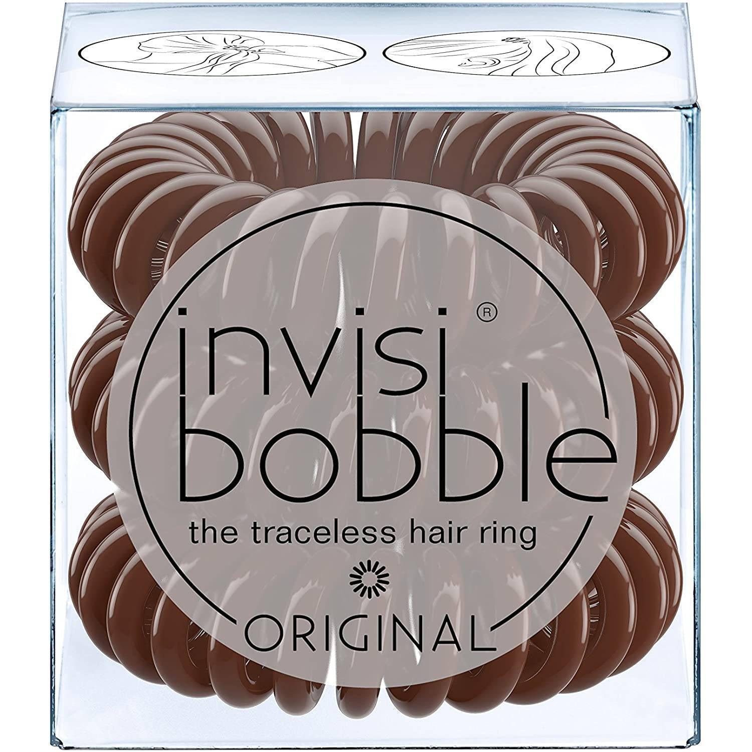 invisibobble ORIGINAL Hair Ties, Pretzel Brown, 3 Pack - Traceless, Strong Hold, Waterproof - Suitable for All Hair Types - Healthxpress.ie