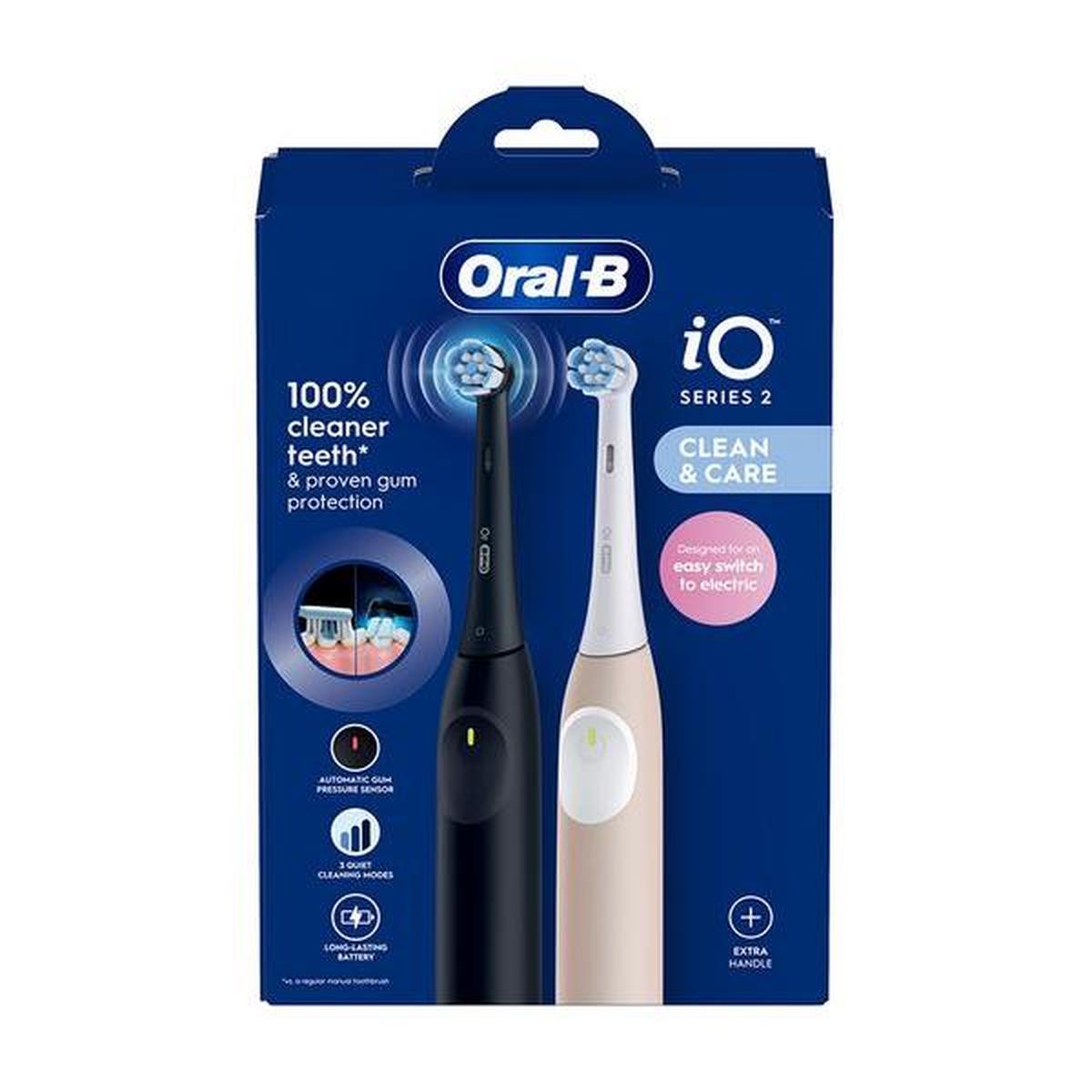Oral-B iO2 Electric Toothbrush 2pk Night Black & Calm Pink , Designed by Braun