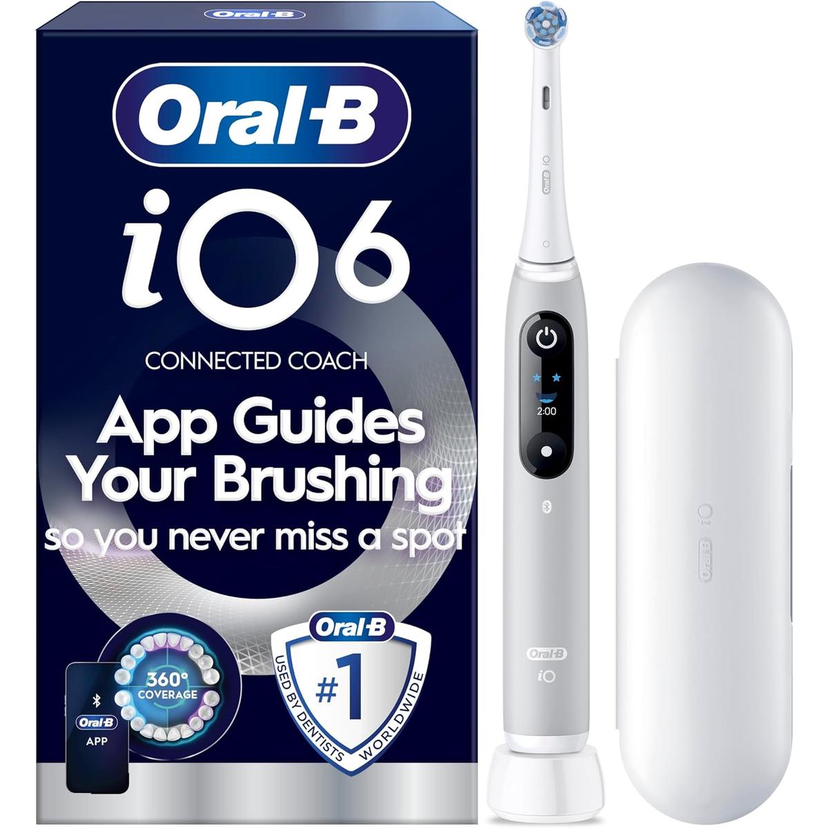 Oral-B iO6 Electric Toothbrush with Connected Coach and Revolutionary Magnetic Technology and Micro Vibrations - Grey Opal