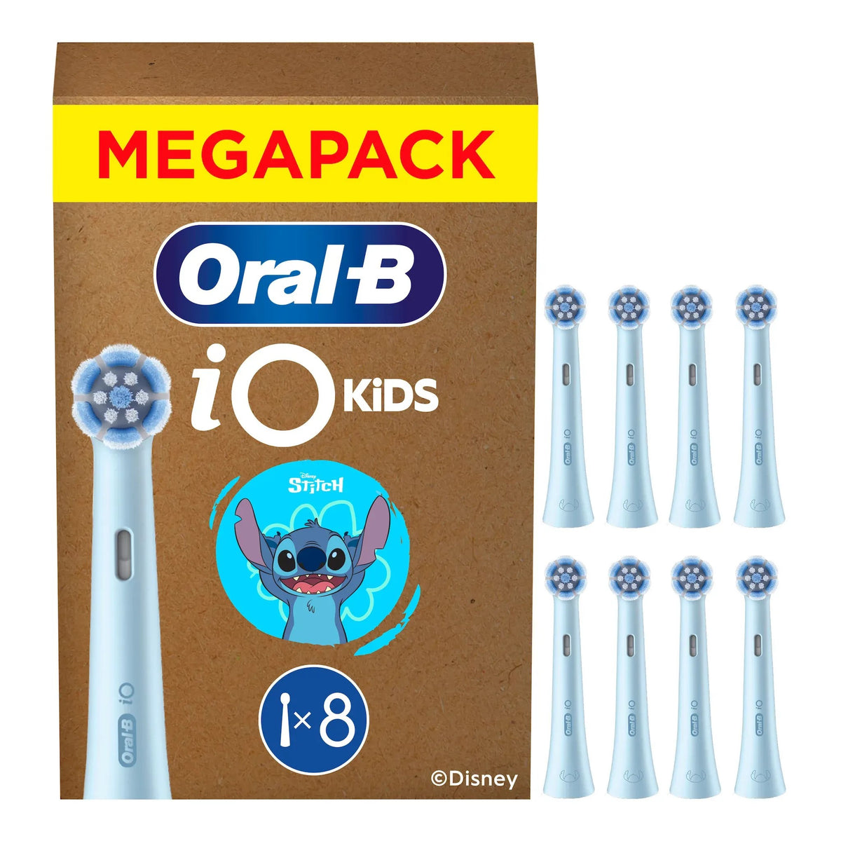 Oral-B iO Kids Marvel Stitch 8pk Electric Toothbrush Head for Age 6+, Gentle on Wobbly Teeth and Gums for Cleaner Teeth