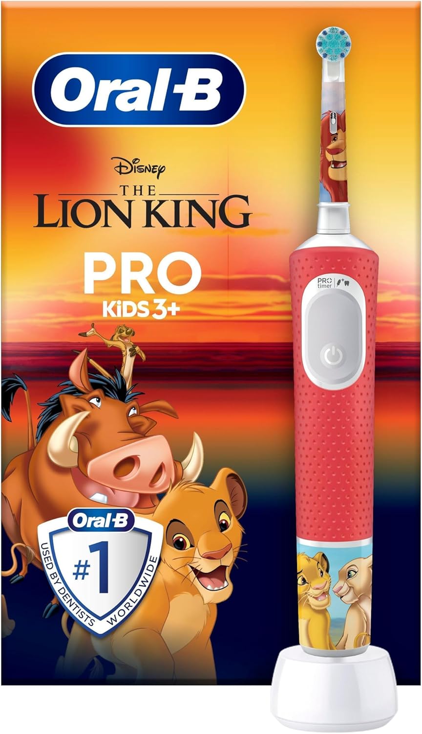 Oral-B Pro Lion King Kids Electric Toothbrush Extra Soft For Ages 3+ - Red - 4 x Lion King Stickers