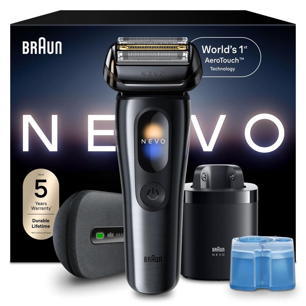 Braun Nevo 17010C Electric Shaver for Men- With Power Case and 7-in-1 Nevo Care System, Graphite