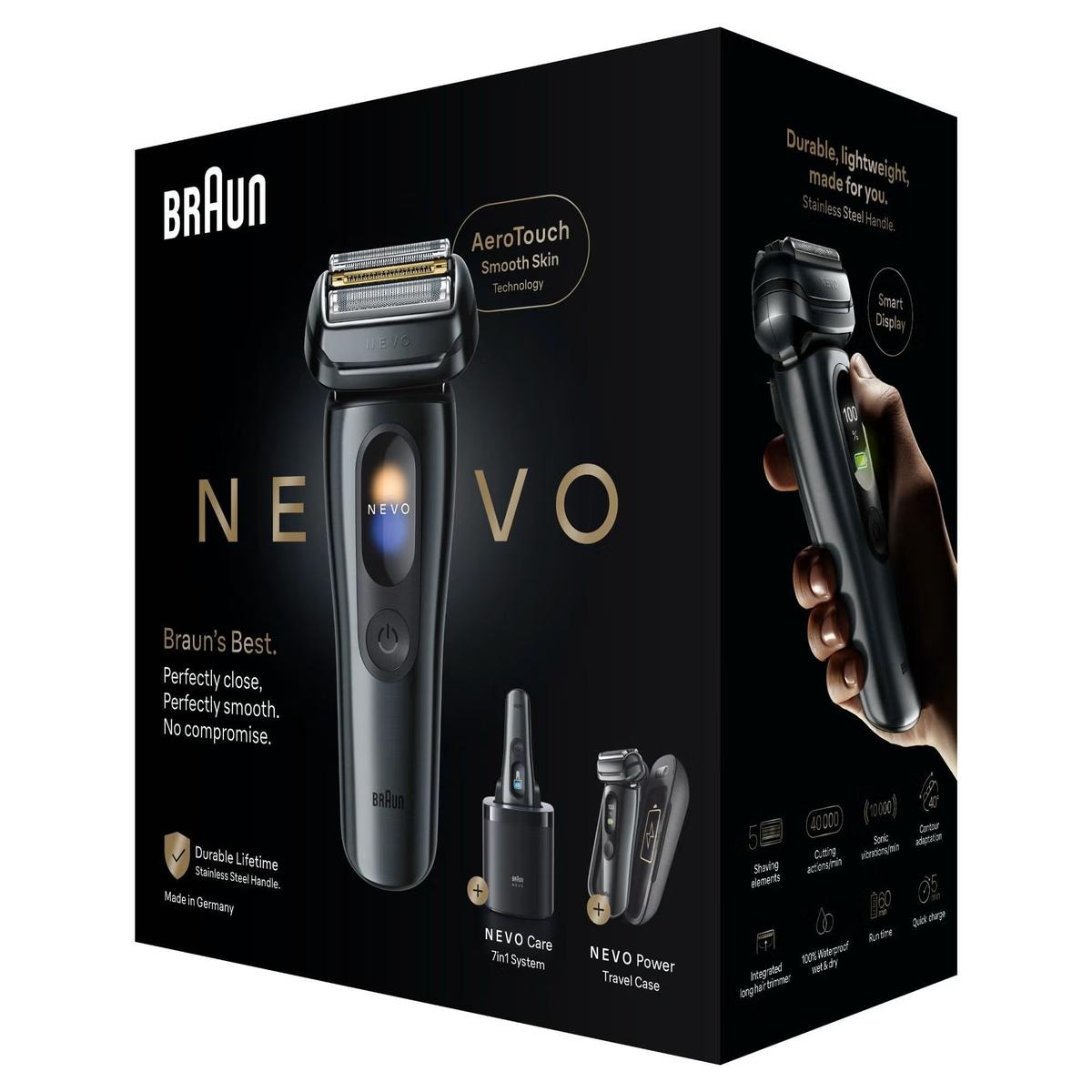 Braun Nevo 17010C Electric Shaver for Men- With Power Case and 7-in-1 Nevo Care System, Graphite