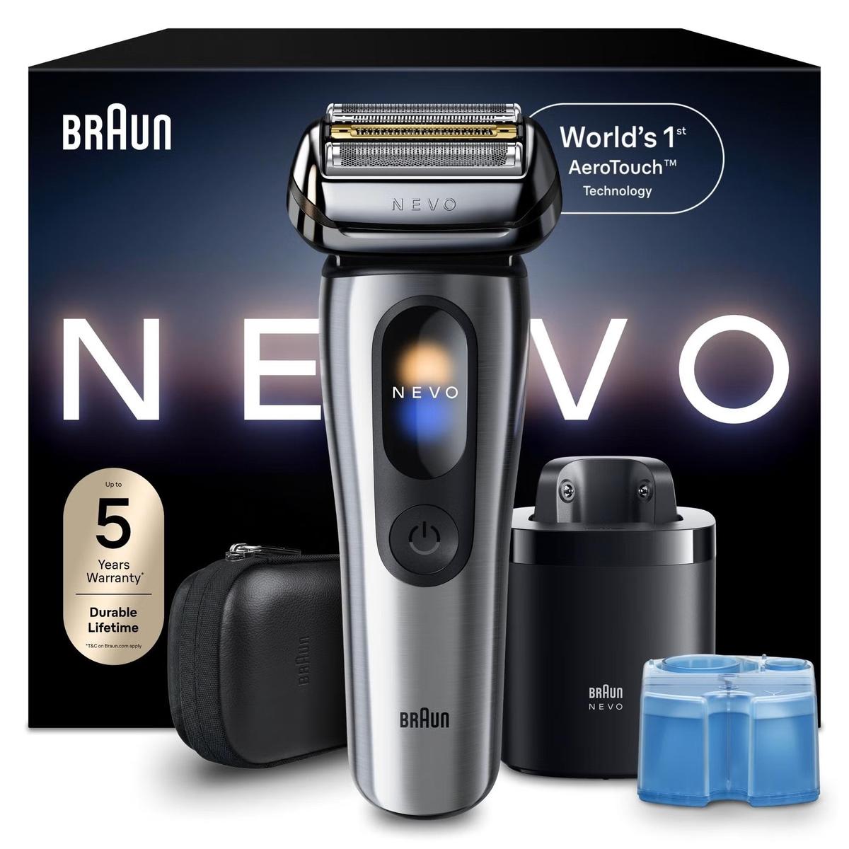 Braun Nevo 15000C Electric Shaver for Men With 7-in-1 Nevo Care System and Aero Touch Technology, Silver