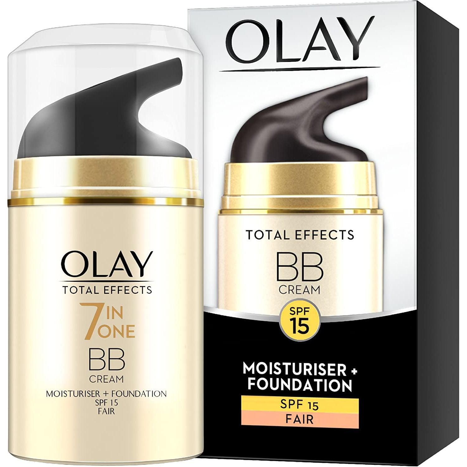 Olay Total Effects Touch of Foundation Anti-Ageing BB Day Moisturiser with Niacinamide, Vitamin C and E, Medium to Fair, 50 ml - Healthxpress.ie