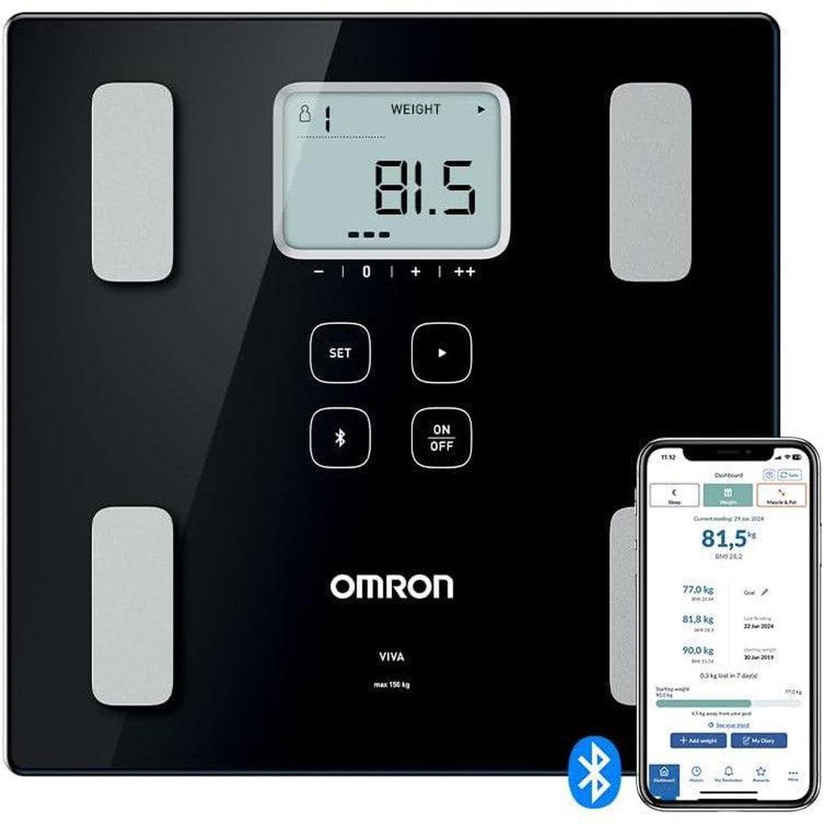 OMRON VIVA Bluetooth Smart Scale and Body Composition Monitor with Body Fat, Weight, Visceral Fat, Skeletal Muscle, Resting Metabolism, BMI - Healthxpress.ie