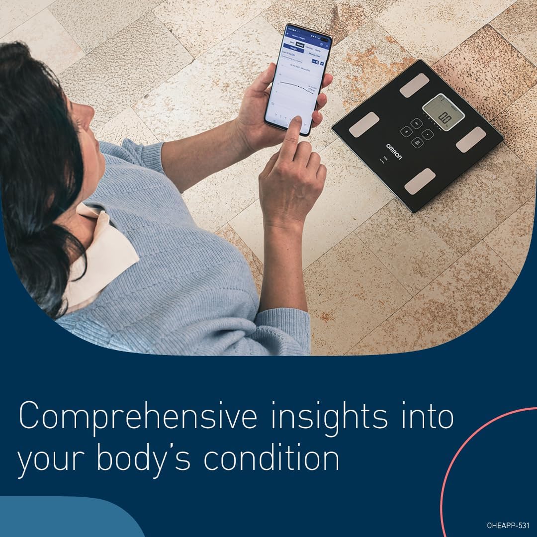 OMRON VIVA Bluetooth Smart Scale and Body Composition Monitor with Body Fat, Weight, Visceral Fat, Skeletal Muscle, Resting Metabolism, BMI - Segmental Body Composition Scale, Weighing Scale with APP