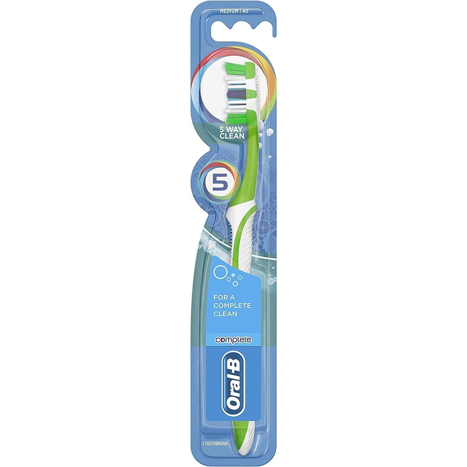 Oral-B Complete 5 Way Clean Manual Toothbrush, PowerTip Bristles Includes Gum Massagers And Tongue & Cheek Cleaner - Healthxpress.ie