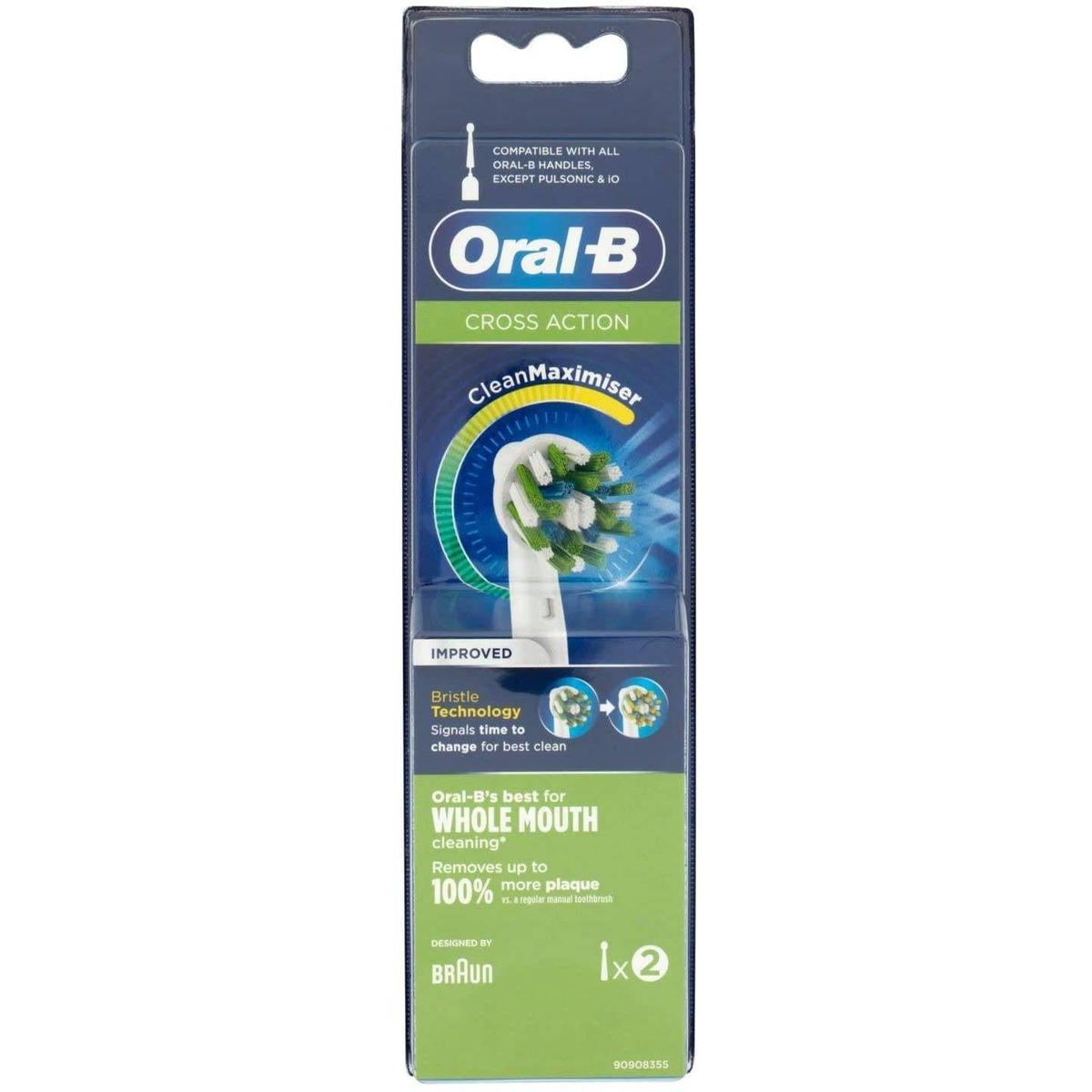 Oral-B CrossAction 2pk Replacement Toothbrush  Heads - White - Healthxpress.ie