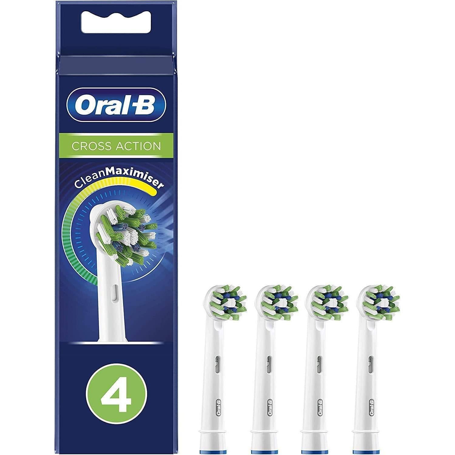 Oral-B CrossAction 4pk CleanMaximiser Toothbrush Replacement Heads - White - Healthxpress.ie