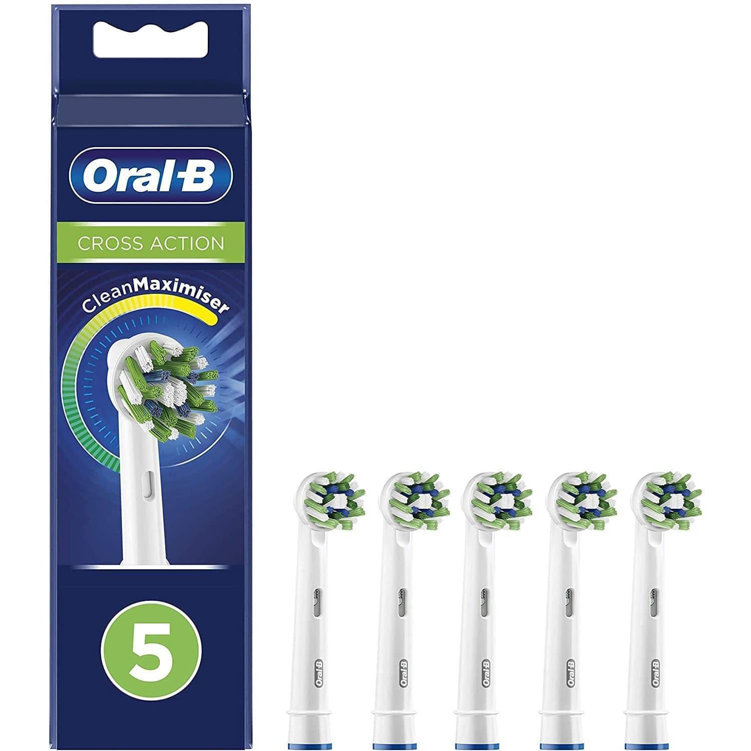 Oral-B CrossAction 5pk CleanMaximiser Toothbrush Replacement Heads - White - Healthxpress.ie