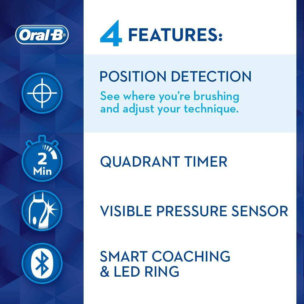Oral-B Genius 8000 Electric Toothbrush, 1 Silver App Connected Handle, 5 Modes with Sensitive, Pressure Sensor, 3 Toothbrush Heads - Healthxpress.ie