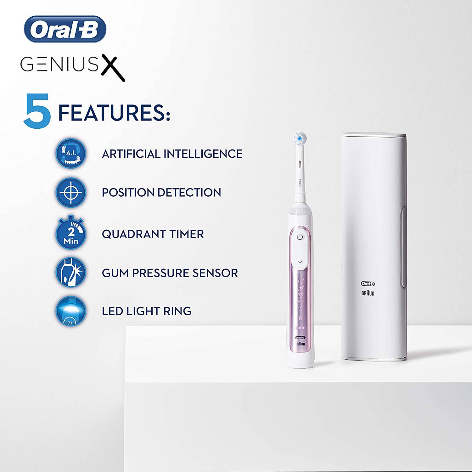 Oral-B Genius X with Artificial Intelligence Blush Pink Electric Toothbrush - Healthxpress.ie