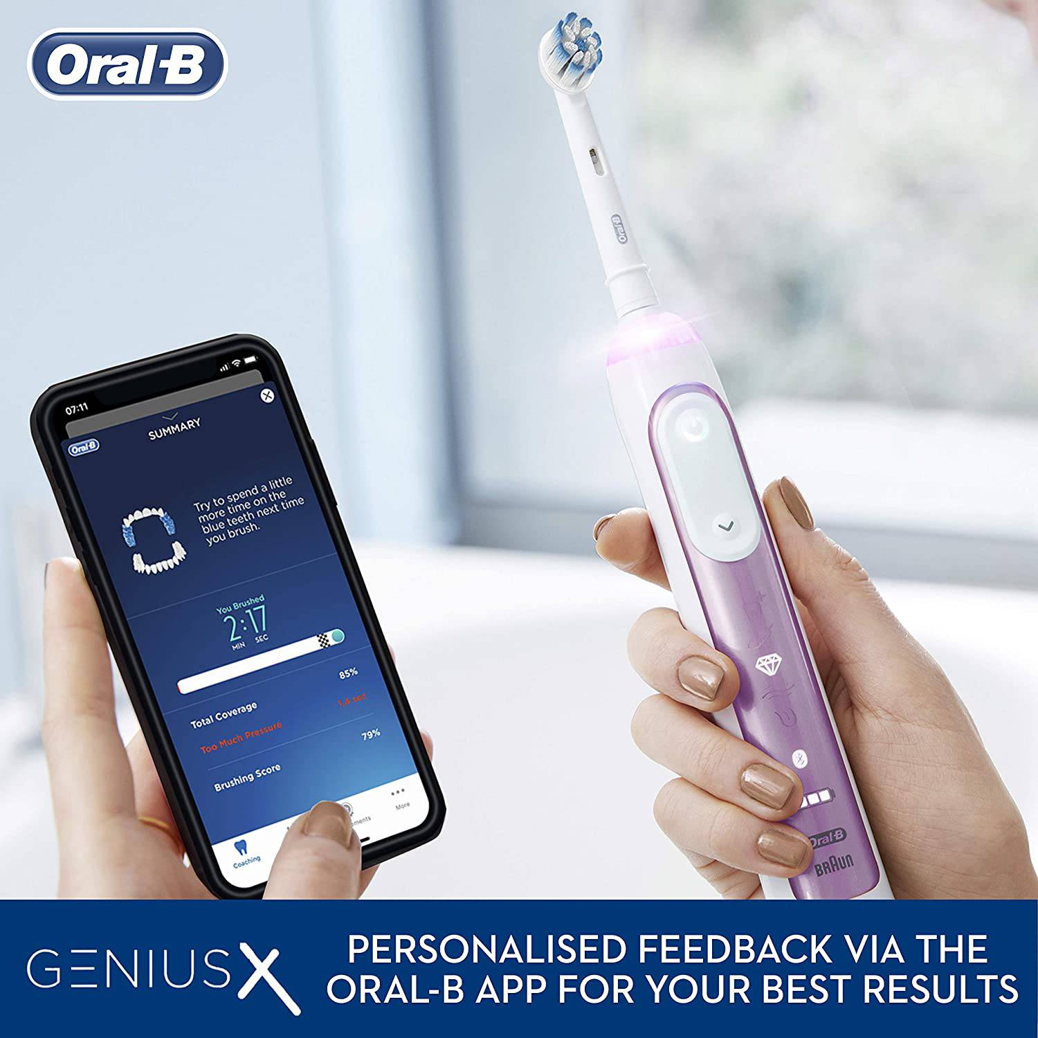 Oral-B Genius X with Artificial Intelligence Blush Pink Electric Toothbrush - Healthxpress.ie