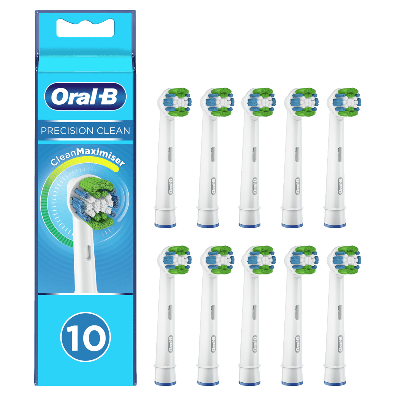 Oral-B Precision Clean Replacement Brush Heads CleanMaximiser Bristles - Round Brush Head - Pack of 10