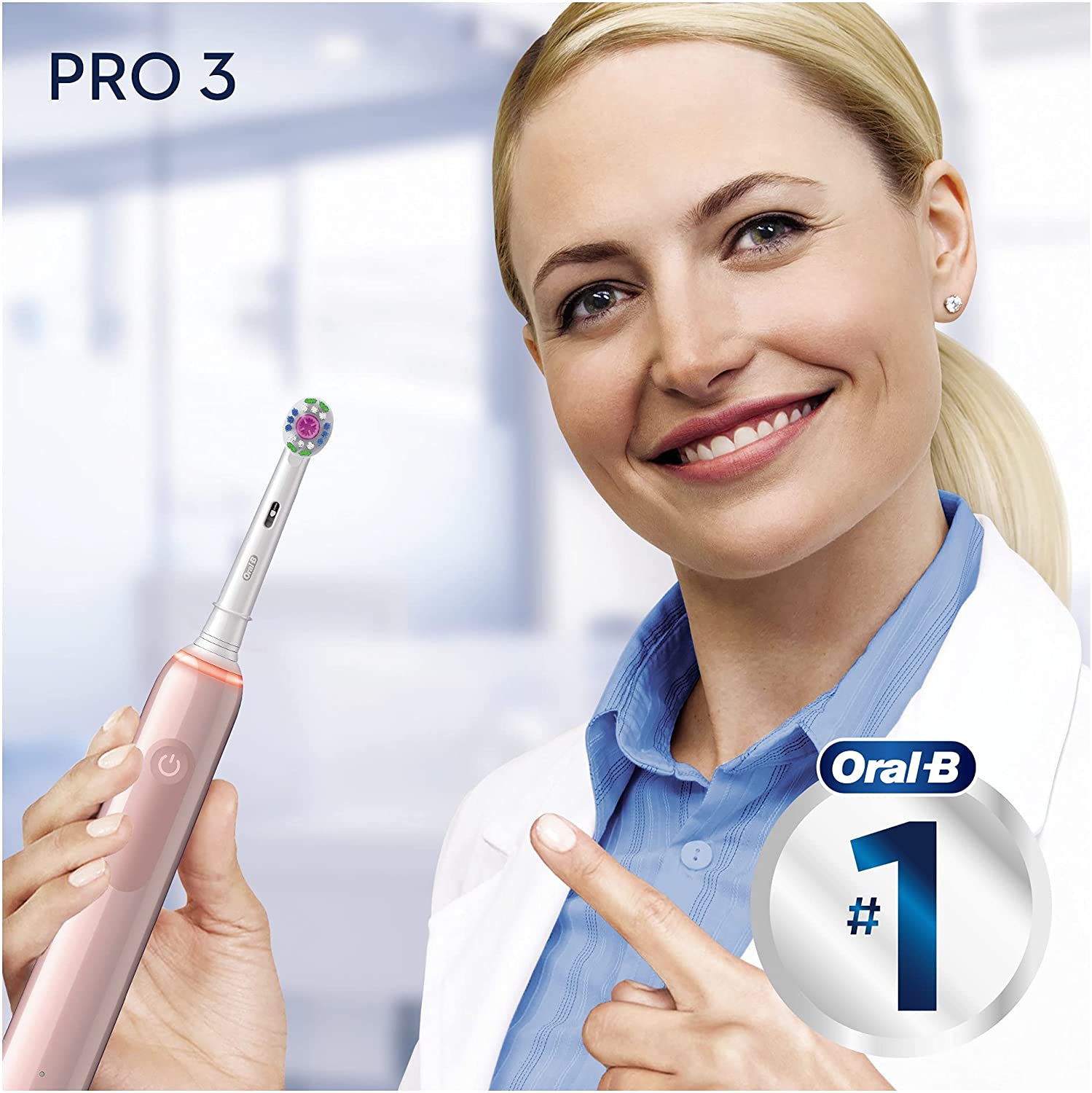 Oral-B Pro 3 - 3000 - Pink Electric Toothbrush, 1 Handle with Visible Pressure Sensor, 1 Toothbrush Head, Designed By Braun - Healthxpress.ie