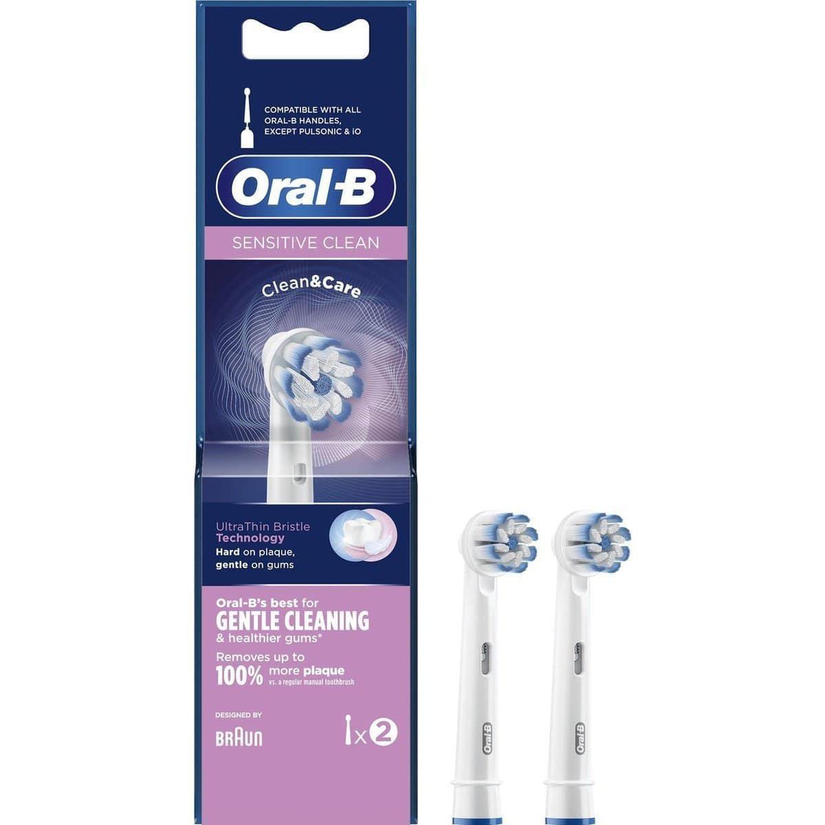 Oral-B Sensitive Clean 2pk Replacement Toothbrush Heads - Soft Bristles - Healthxpress.ie