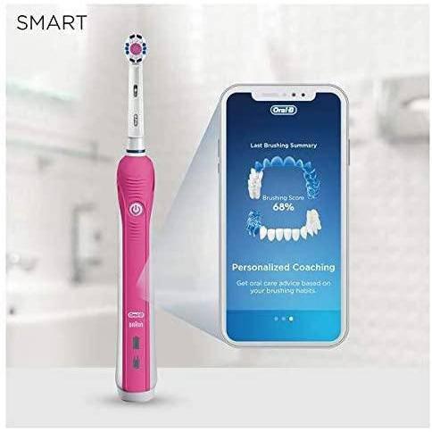 Oral B Smart 4 4000 3D White Electric Toothbrush with Travel Case - Pink - Healthxpress.ie