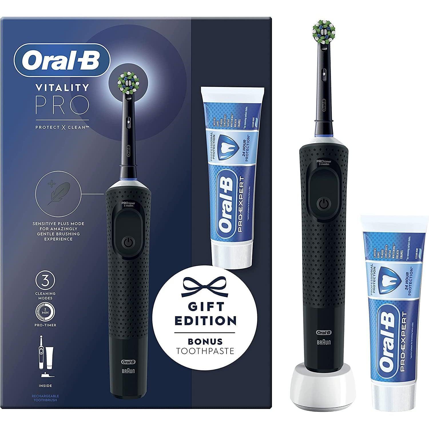 Oral-B Vitality Pro Electric Toothbrush+ Pro-Expert Toothpaste - Black - Healthxpress.ie