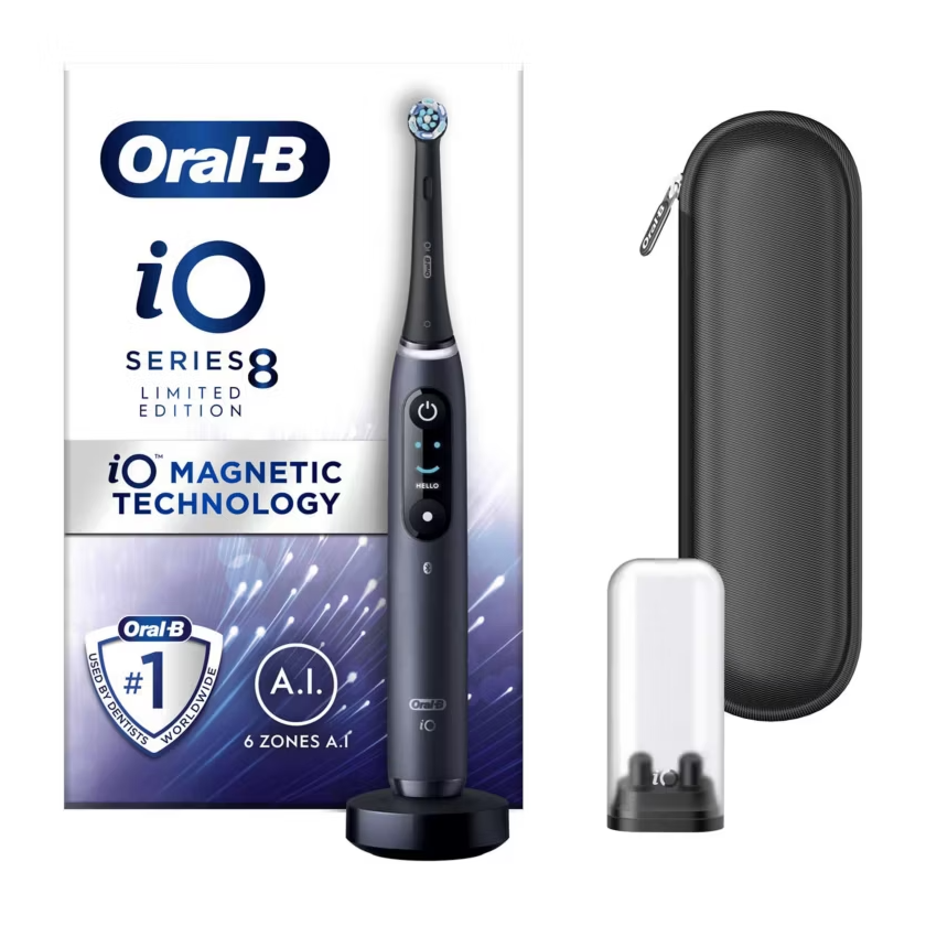 Oral-B iO8 Electric Toothbrush Black Onyx with Limited Edition Travel Case