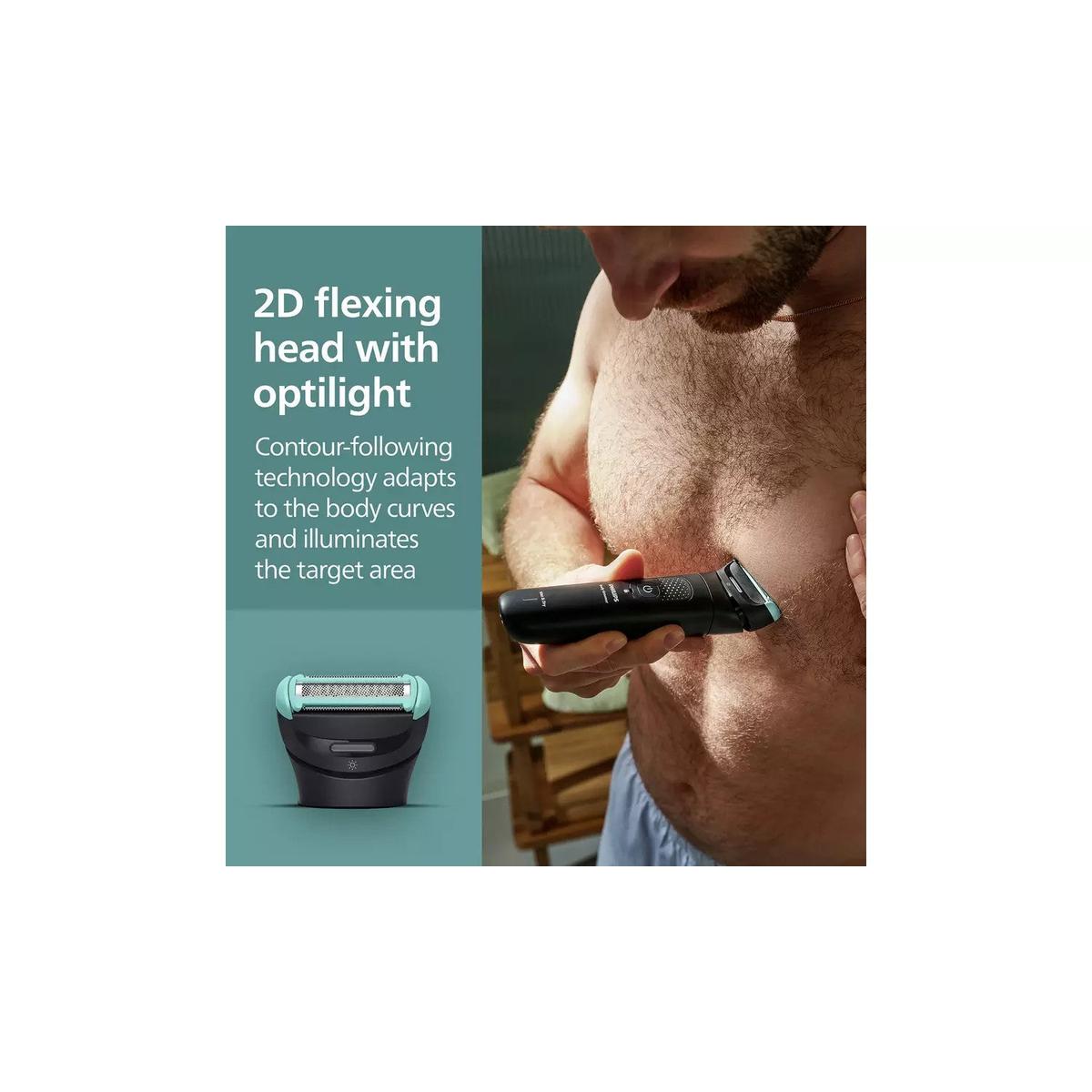 Philips Series 7000 Body Groomer - BG7470/15 - Trimmer for Men with 2D Flexing Head, Triple Protect Shave System, Interchangeable Heads