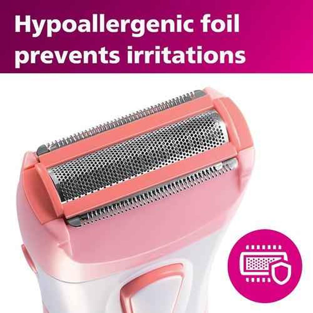 Philips SatinShave Essential Women’s Wet & Dry Electric Shaver for Legs & Body, Cordless, with Hypoallergenic Foil, HP6306/00