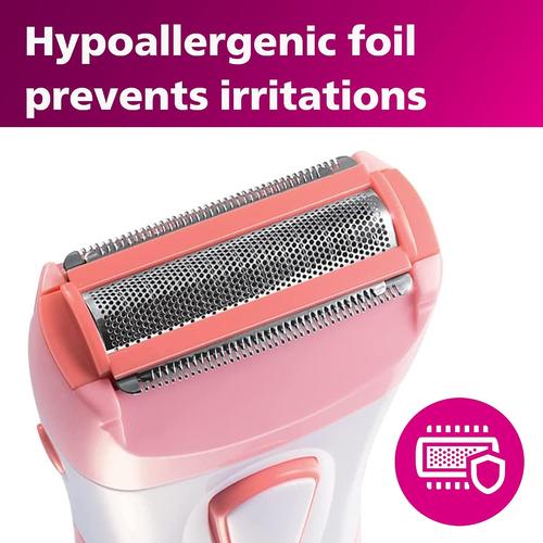 Philips SatinShave Essential Women’s Wet & Dry Electric Shaver for Legs & Body, Cordless, with Hypoallergenic Foil, HP6306/00