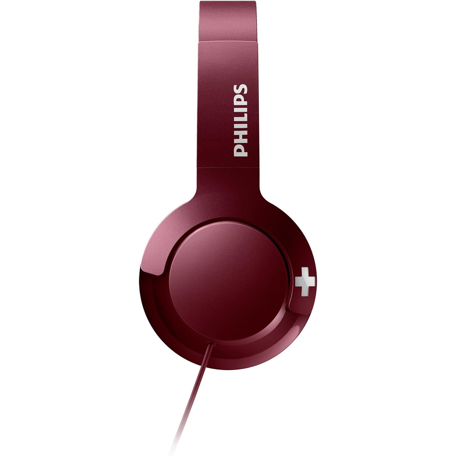 PHILIPS Audio SHL3075RD BASS+ On-Ear Headphones with Mic (Sound Isolation, Flat Folding) - Red,Adjustable