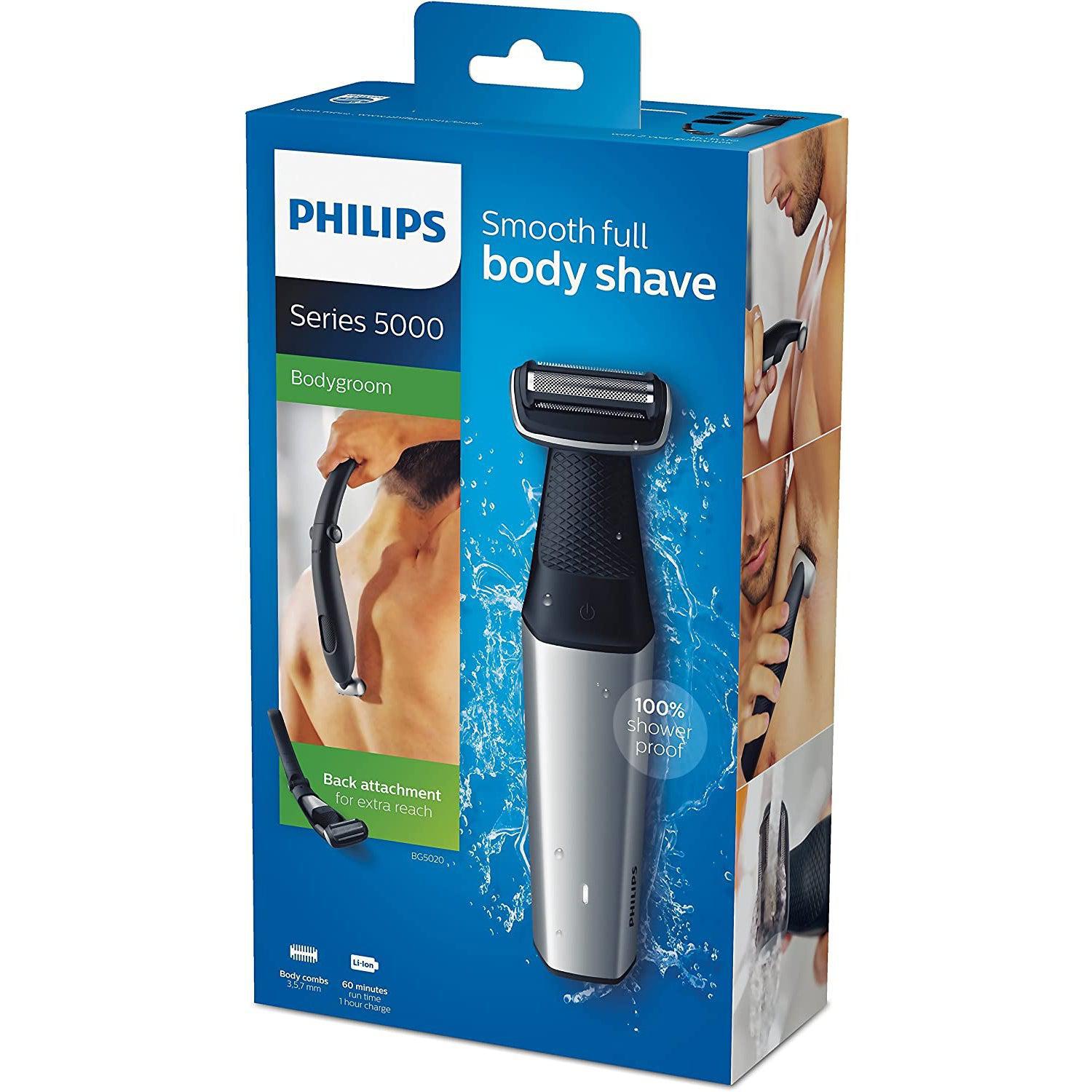 Philips BG5020/15 Bodygroom Series 5000 with Back Hair Removal Attachment and 3 Comb Attachments for Trimming - Healthxpress.ie