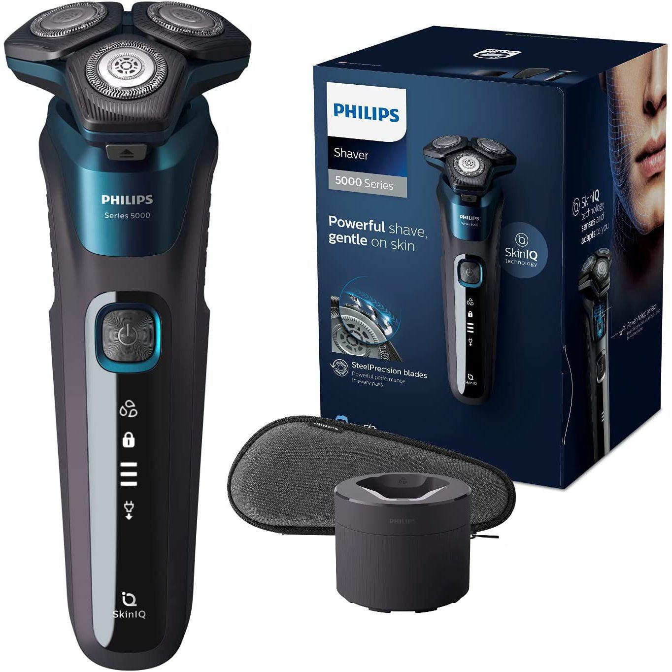 Philips Series 5000 Wet and Dry Electric Shaver S5579/50 with Cleaning Pod & SkinIQ Technology - Healthxpress.ie