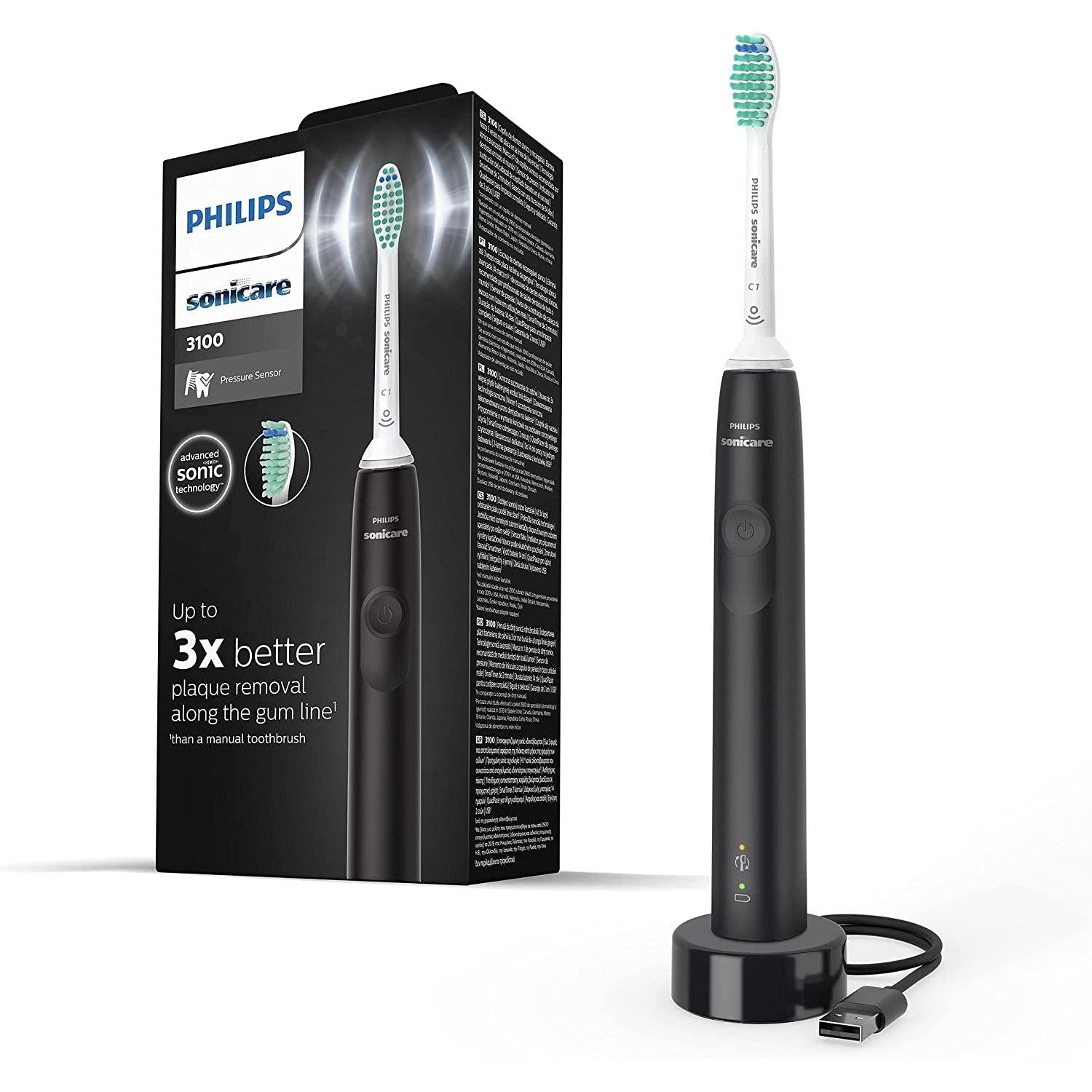 Philips Sonicare 3100 Series Sonic Electric Toothbrush with BrushSync replacement reminder (Model HX3671/14)