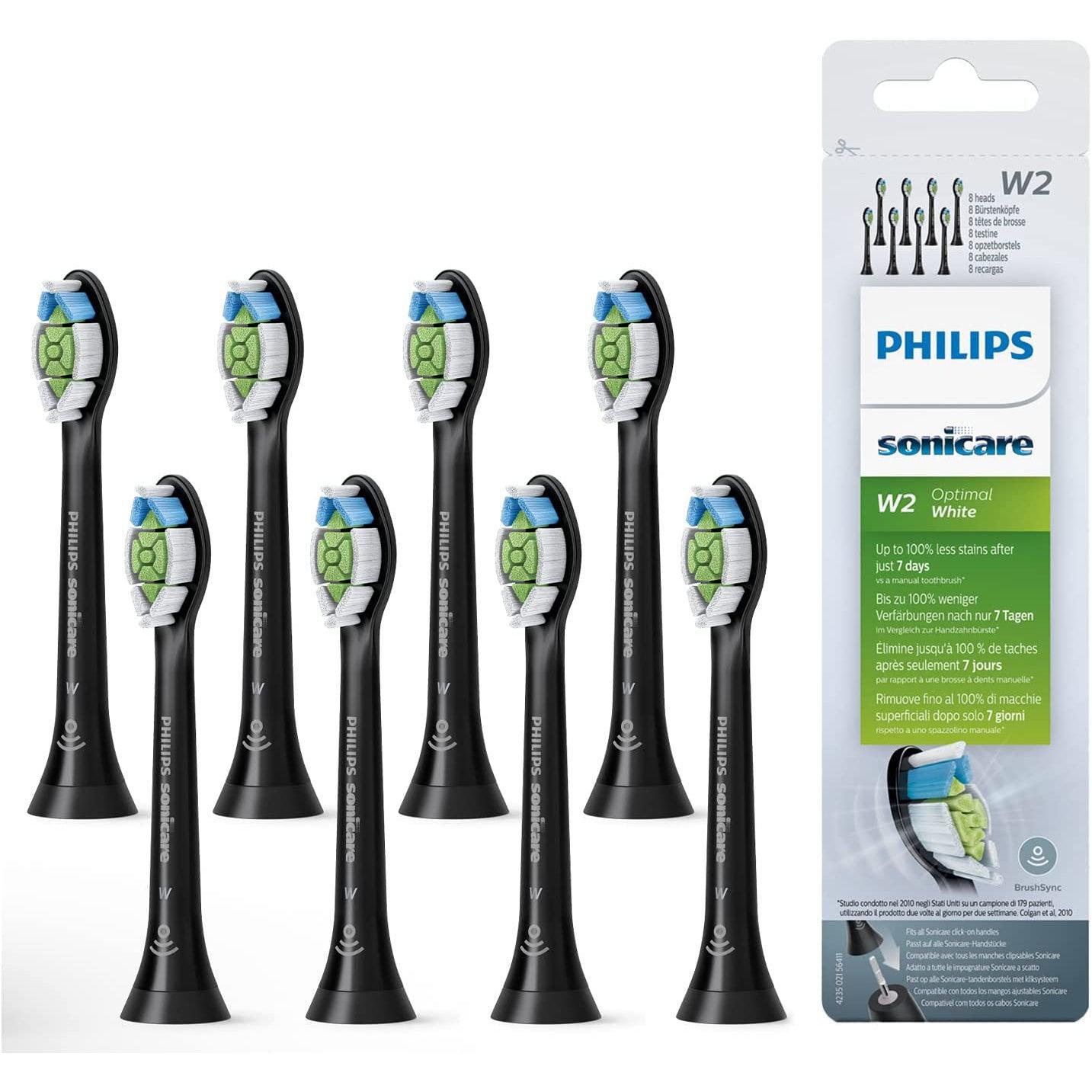 Philips Sonicare Optimal Whitening Black BrushSync Heads (Compatible with all Philips Sonicare Handles), 8 Pack - Healthxpress.ie