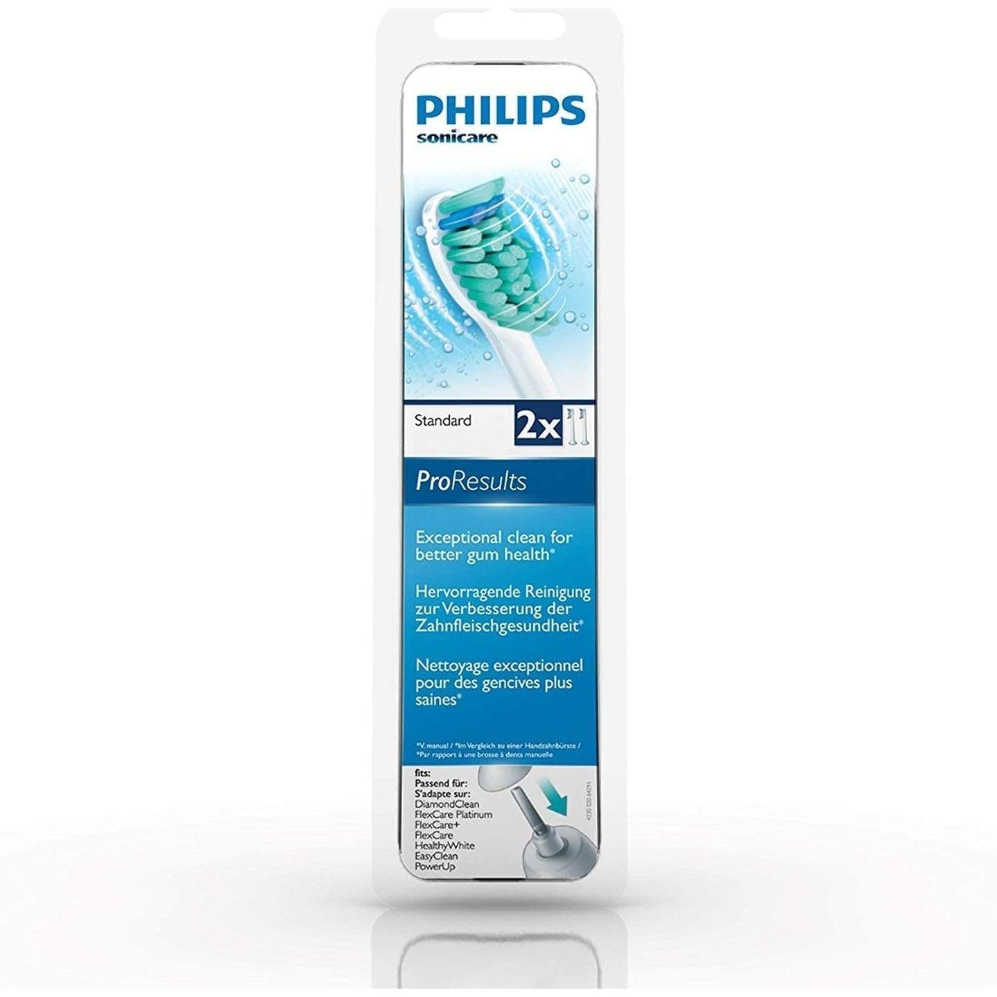Philips Sonicare ProResults HX6012/07 Original Toothbrush Replacement Brush Heads Standard Pack of 2, White - Healthxpress.ie