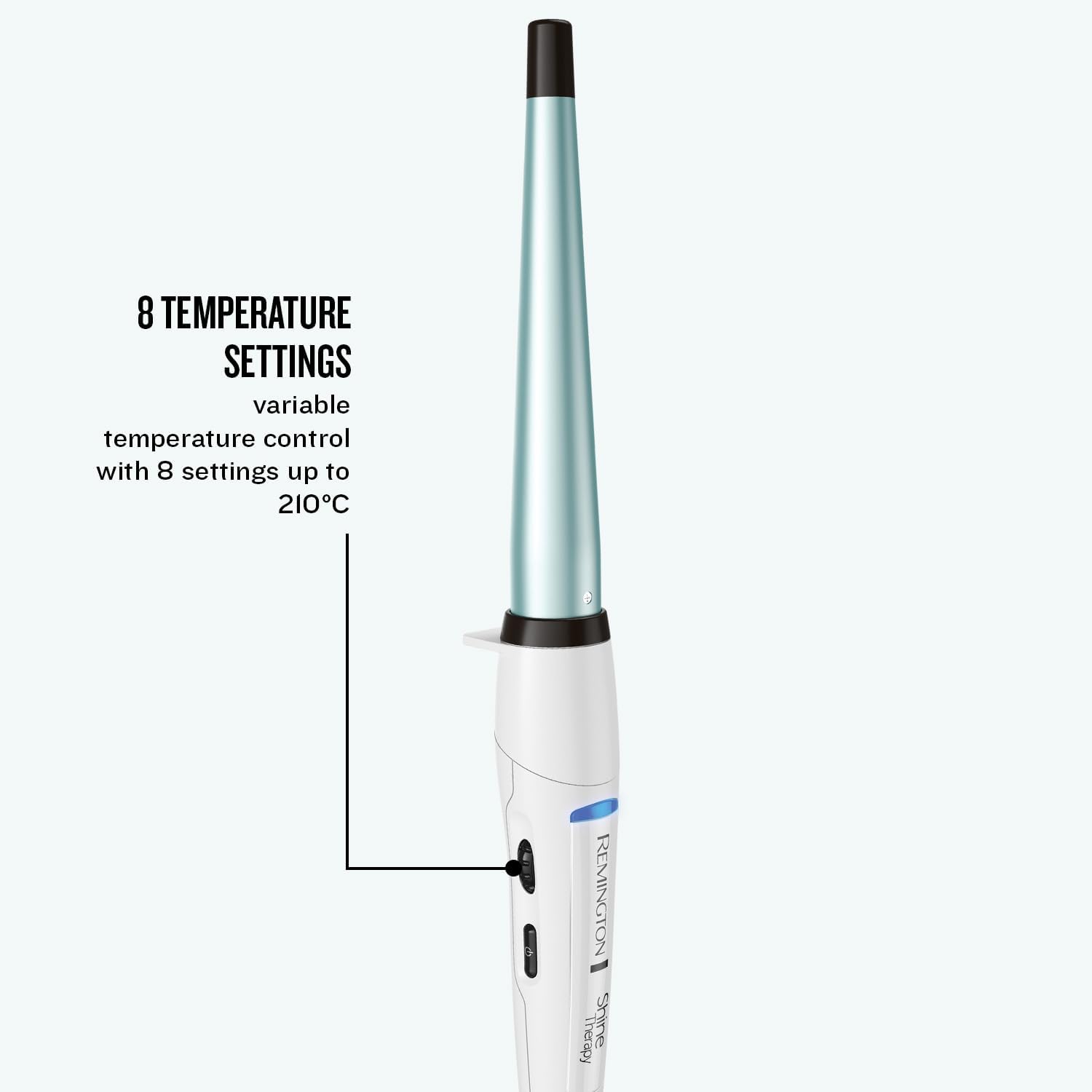 Remington Curling Wand, Conical barrel 13-25mm, Shine Therapy, Curler for shiny curls and waves, Ceramic coating infused with Moroccan Argan Oil, Fast heat up, up to 230°C, Cool Touch Tip, CI53W