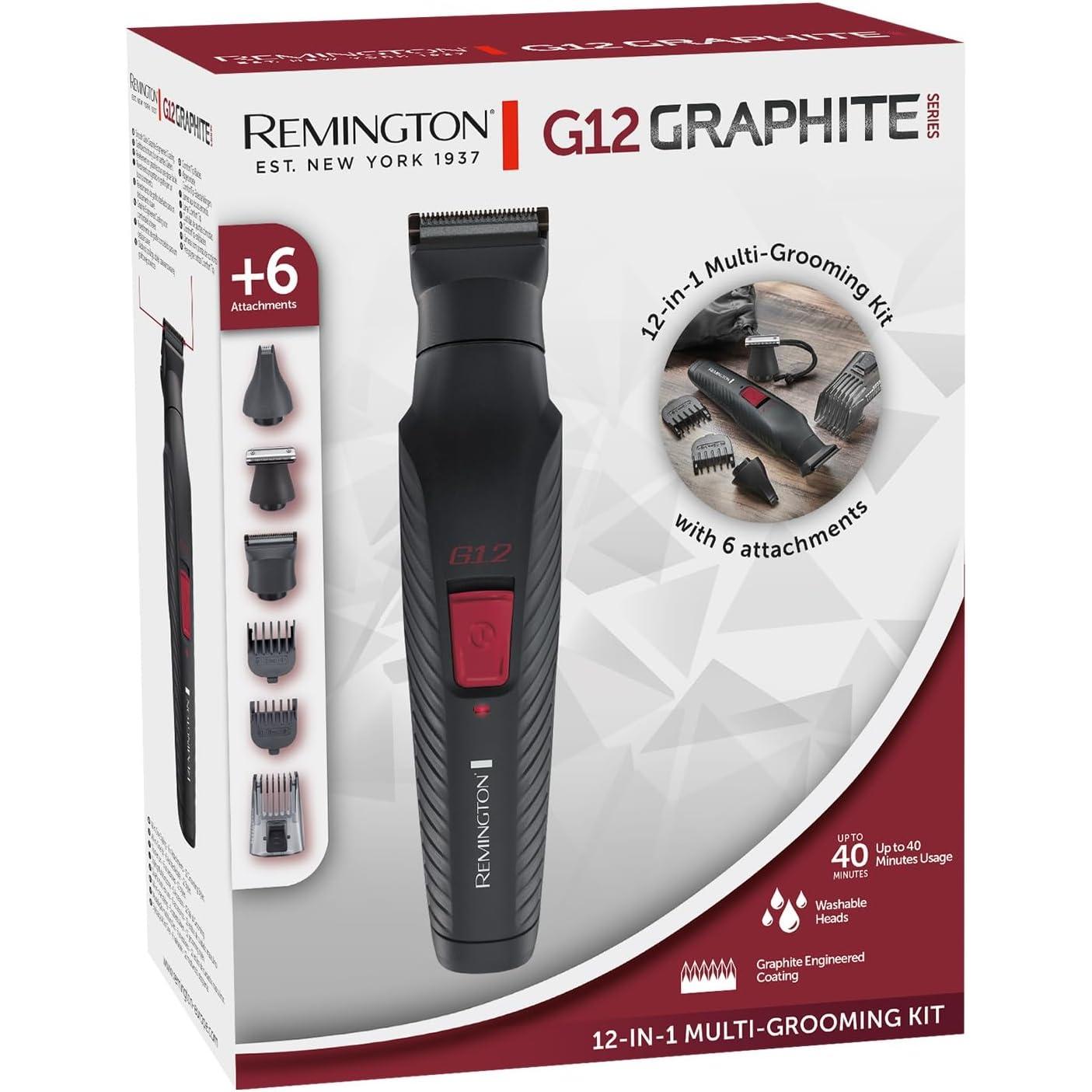 Remington 12-in-1 All-in-One Trimmer, Multi-Grooming Kit for Face, Beard, Body & Hair, 6 Attachments, Precision Detail, Nose & Ear, USB – PG2120