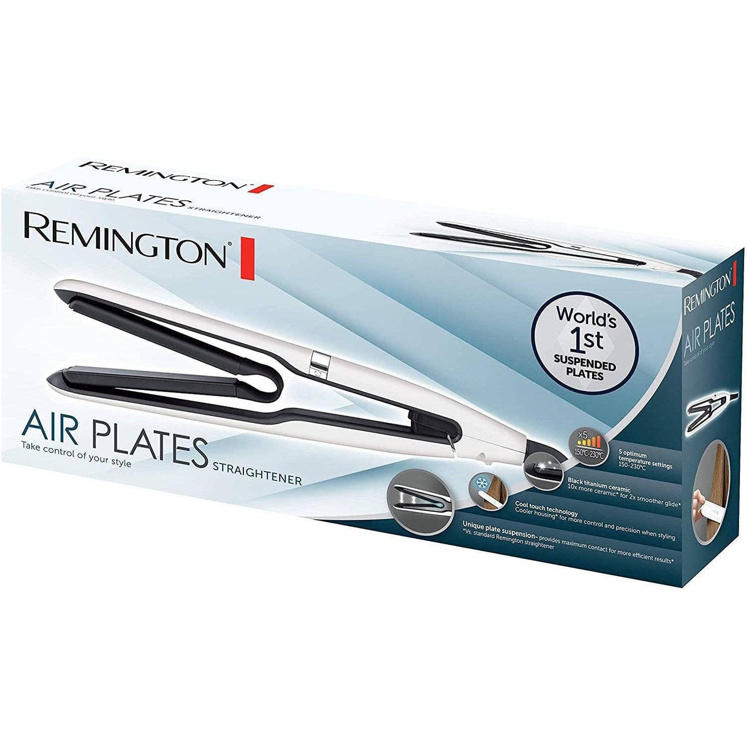 Remington Air Plates Titanium Ceramic Hair Straighteners, Floating Plates for Increased Contact - S7412